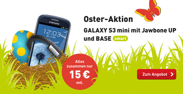 Samsung Galaxy S3 mini mit Base Smart Tarif für 15 Euro