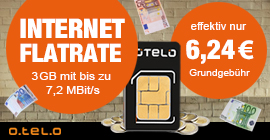 Internet Flatrate 3 GB von Otelo über LogiTel für effektiv 6,24 €