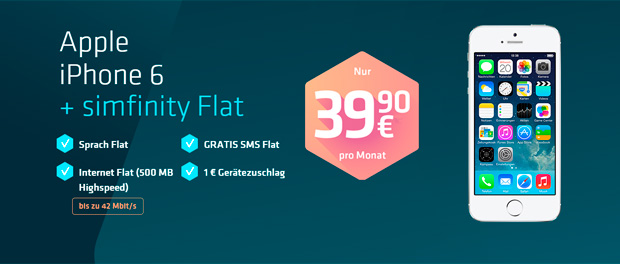 Simfinity Allnet-Flat & iPhone6 für 39,90 €