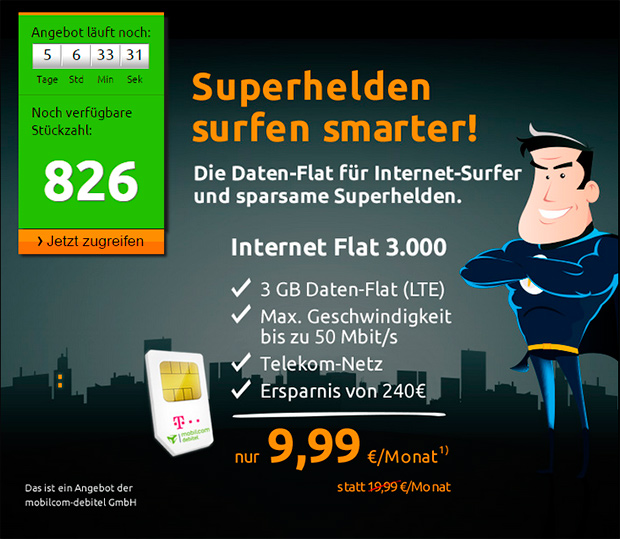 3 GB Daten-Flat im Telekom-Netz