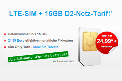 15 GB LTE-Flat im Vodafone-Netz für nur 24,99 Euro