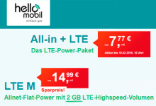 hellomobil All-in LTE und LTE M