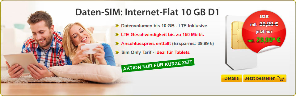DatenSIM - Internet-Flat 10 GB
