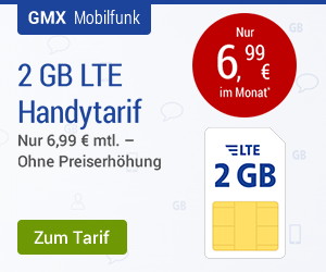 GMX - All-Net LTE 2 GB  für 6,99 Euro